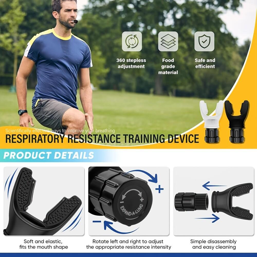 Adjustable Breathing Exerciser Spirometer Portable Lung Trainer For Adults  Black White  Vitality Endurance Boost Travel Fitness