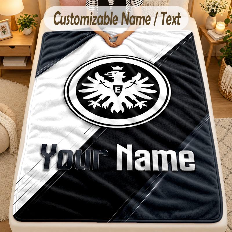 FlaneldeckeEintracht Frankfurt Benutzerdefinierter Name Text Personalisierte Weiche Warme Überwurfdecke Heimdekoration Geschenk