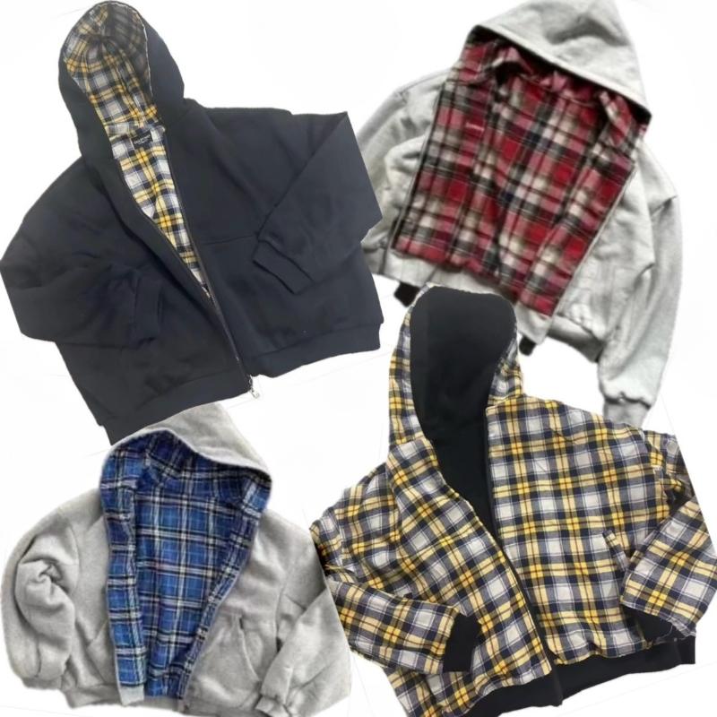 Primavera Autunno Cardigan Lento Giacca Maglione Giacca Streetwear Retro con Zip Quadrata Double-sided Felpa Uomo Donna