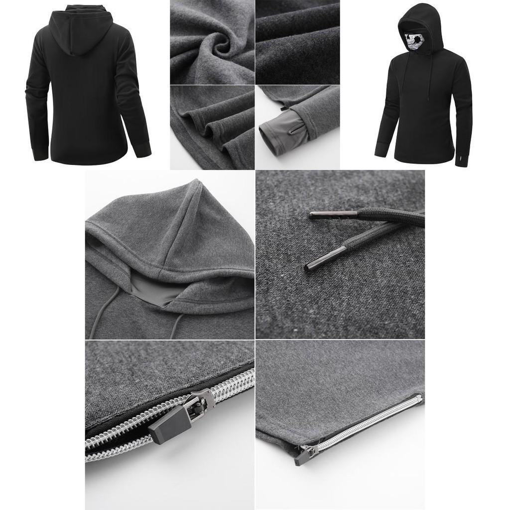 Stylish Loose Fit Long Sleeve Hoodie Sweatshirt With Skull Head Mask Print