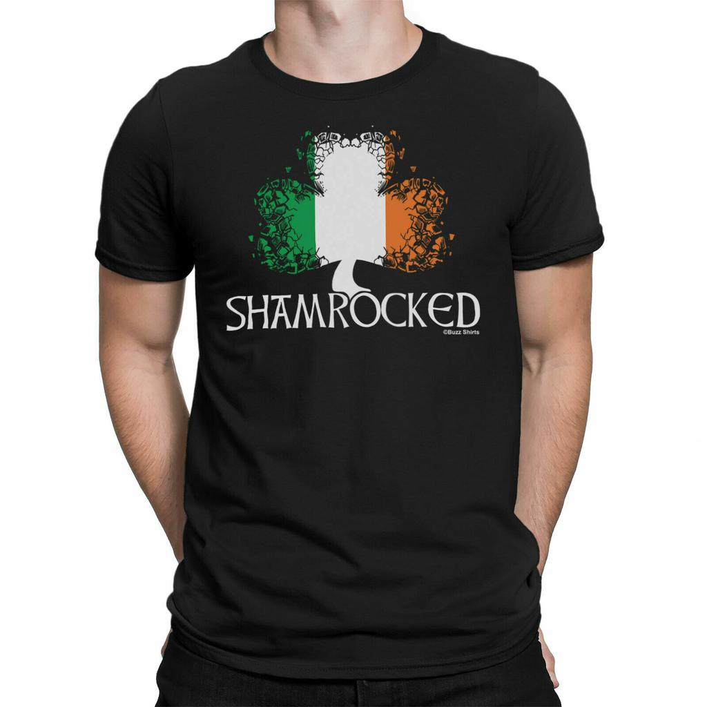 SHAMROCKED Mens T-Shirt Mens Womens Tees Top St Patricks Day Irish Ireland Leprechaun Clover