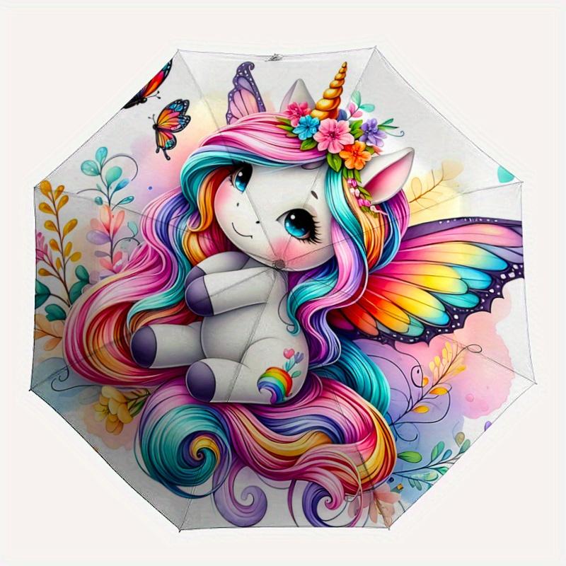1pc Unicorn Idea Automatic Opening and Closing Umbrella - Small Umbrella Suitable for Various Occasions, Portable 3-Fold Small Umbrella for