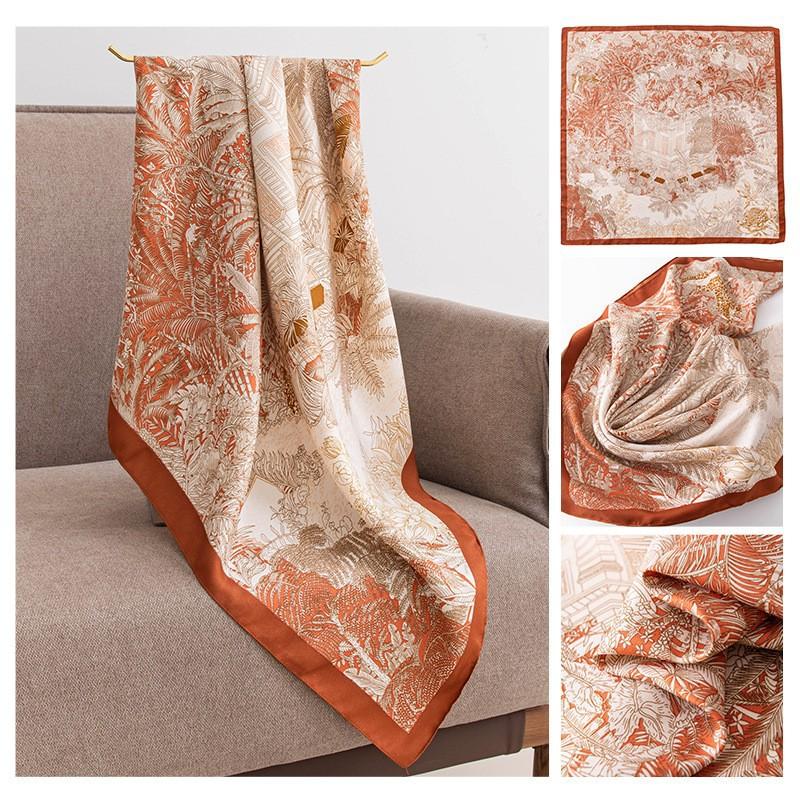 90cm Large Square Scarf Silk With High-end Feel Imitation Women's Summer Thin Versatile Sun Protection Shawl Women