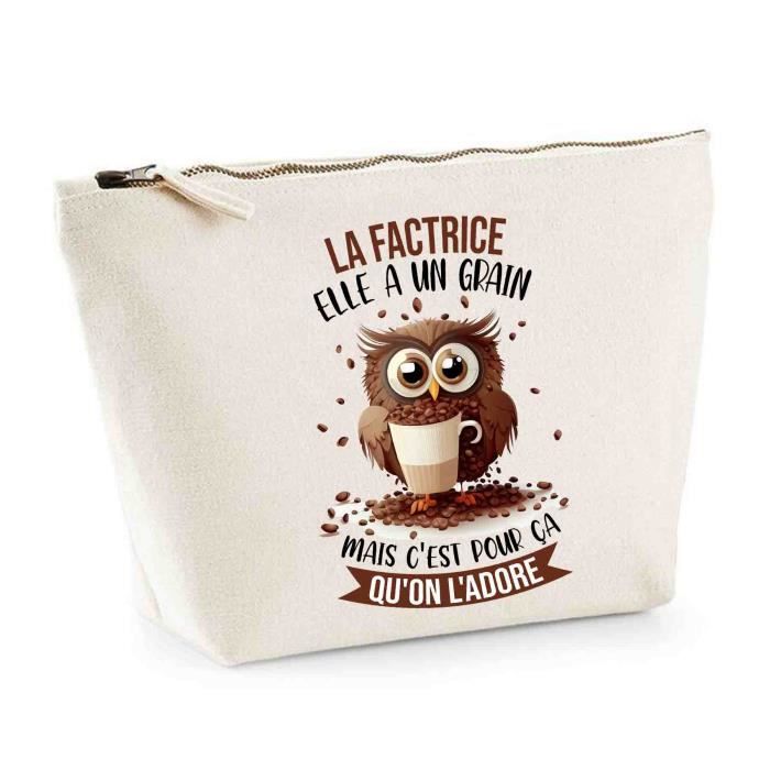 Pochette - La Factrice - Trousse à accessoires - Coton 100% - Zippée - 28cm x 19cm x 9cm