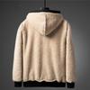 Sweatshirt for Men Coat Jacket Plush Lined Cardigan Hoodie Front Pockets Warm Zipper Lamb Woolen Printed Feather Autumn Winter Red