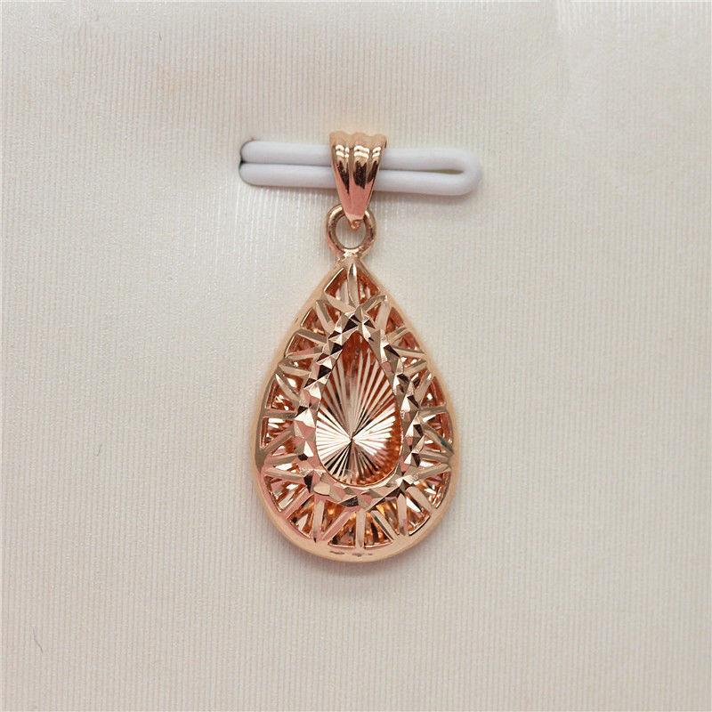 Изысканный русский 585 Пурпурное Золото Цветок Автомобиля Полый Подвеска Капля Воды, Сияющий Модный Позолоченный Розовым Золотом Цвет Золотой Ожерелье