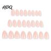 Women Fake Nails 24Pcs Nude Press On Nails Natural Glossy Almond Stick-on
