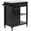 Wooden Kitchen Trolley with Drawer, Cabinet and Wheels, 83x45x88cm, Black
