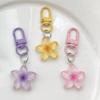 3Pcs Keychain Pendant Transparent Resin Flower Design Small Portable Decorative Pendant Bags Keys