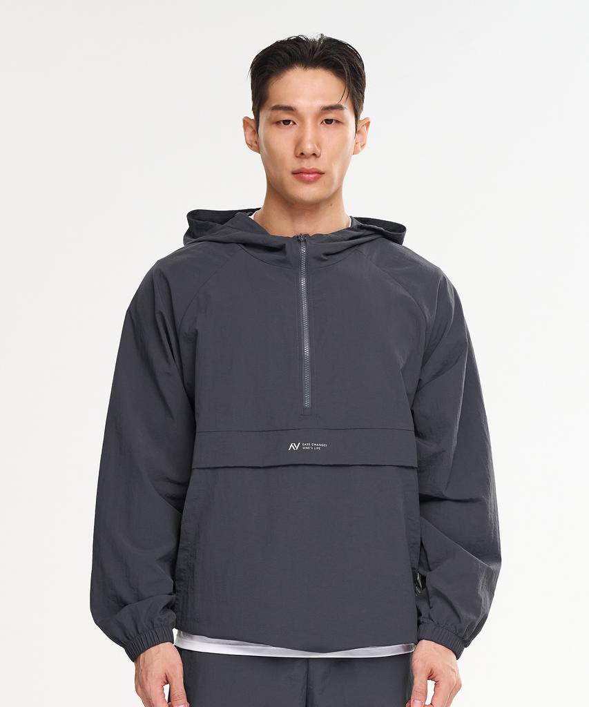 Lazybee Camp Multisport Running Windbreaker Anorak Hooded Zip-Up Jacket Top M Charcoal
