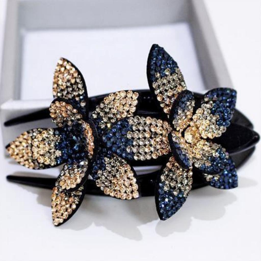 Mujer elegante Flexible Rhinestone flor pelo Clip horquilla garra regalo
