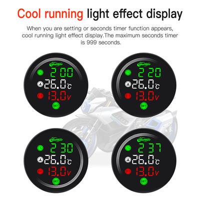 New 12V Motorbike 4 In 1 Universal Mini Full Screen Night Vision Waterproof Temperature Gauge Water Temperature Gauge Voltmeter