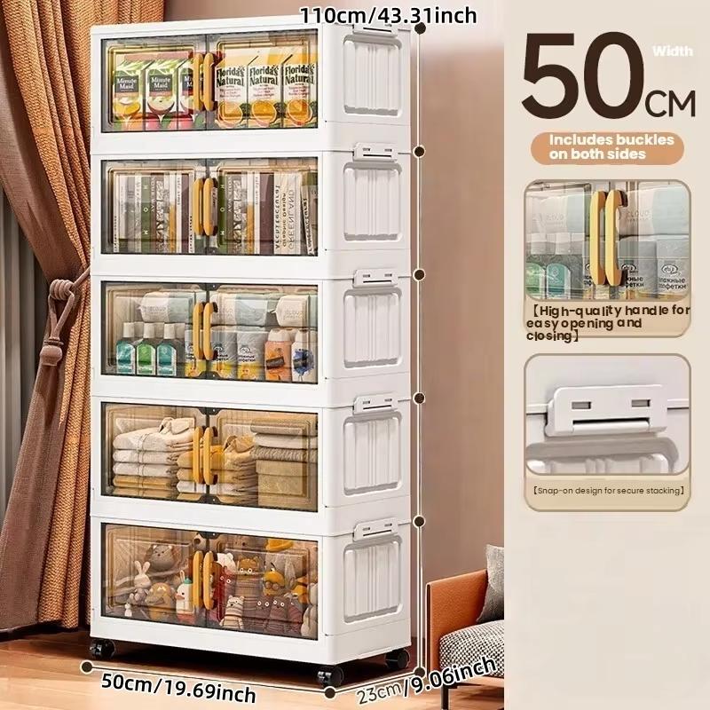 Double-door Living Room Storage Cabinet Folding Floor-standing Storage Box No Installation Required Simple Storage Cabinet