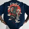 Japanischer Anime Drachenprint Baumwolle Trendige Herren Damen T-Shirts Sommer Täglich Outdoor Sport Lässig Locker Street Kurzarm