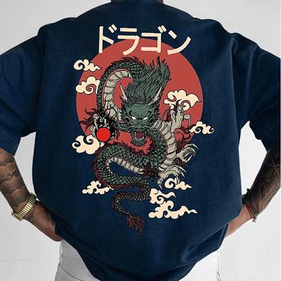 Japanese Anime Dragon PrintCotton Trendy Men Women T-shirts Summer Daily Outdoor Sports Casual Loose Street Short-sleeve