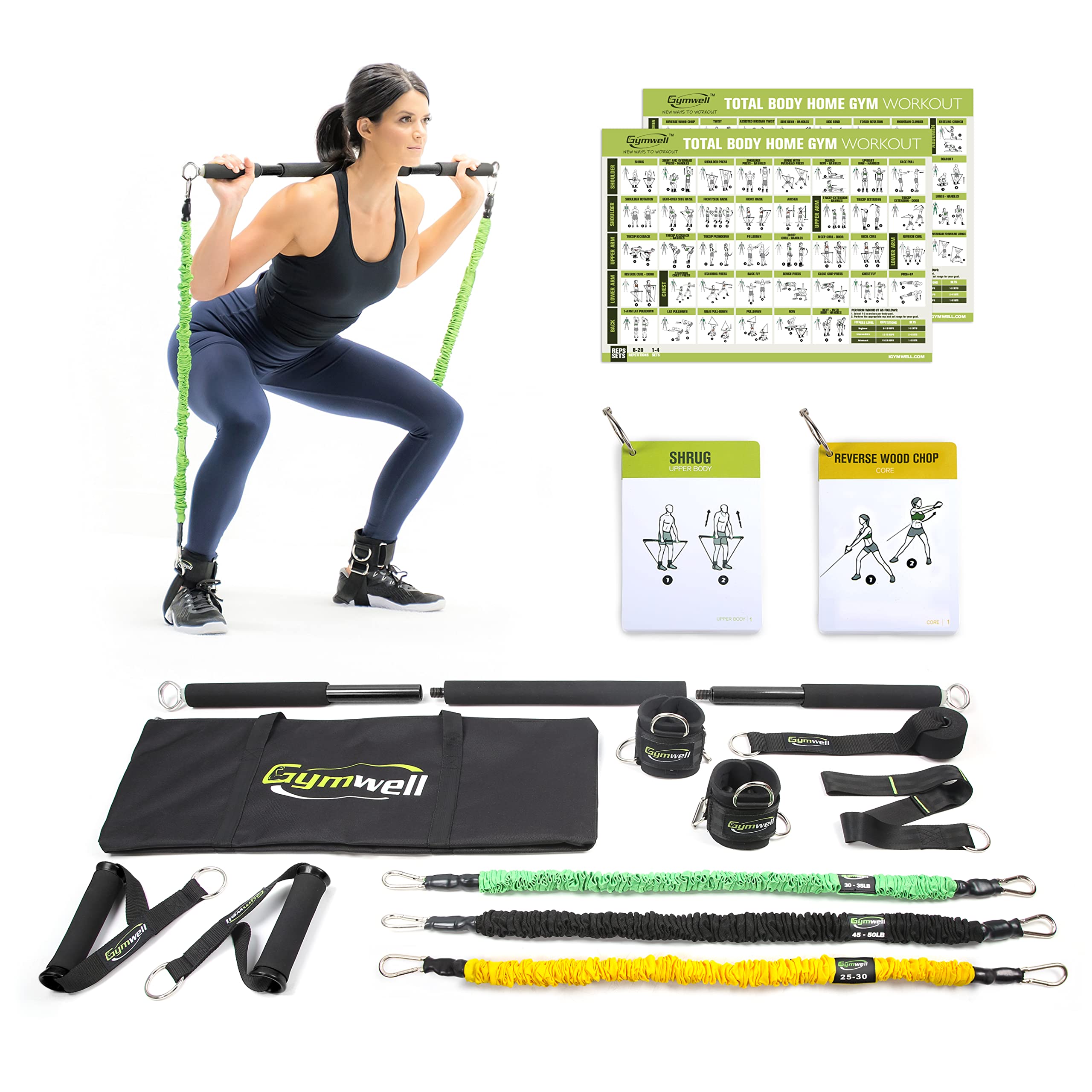 

Gymwell Training Portable Home Gym Strength Training Tube Exercise Bands Tubes, Set, чёрный