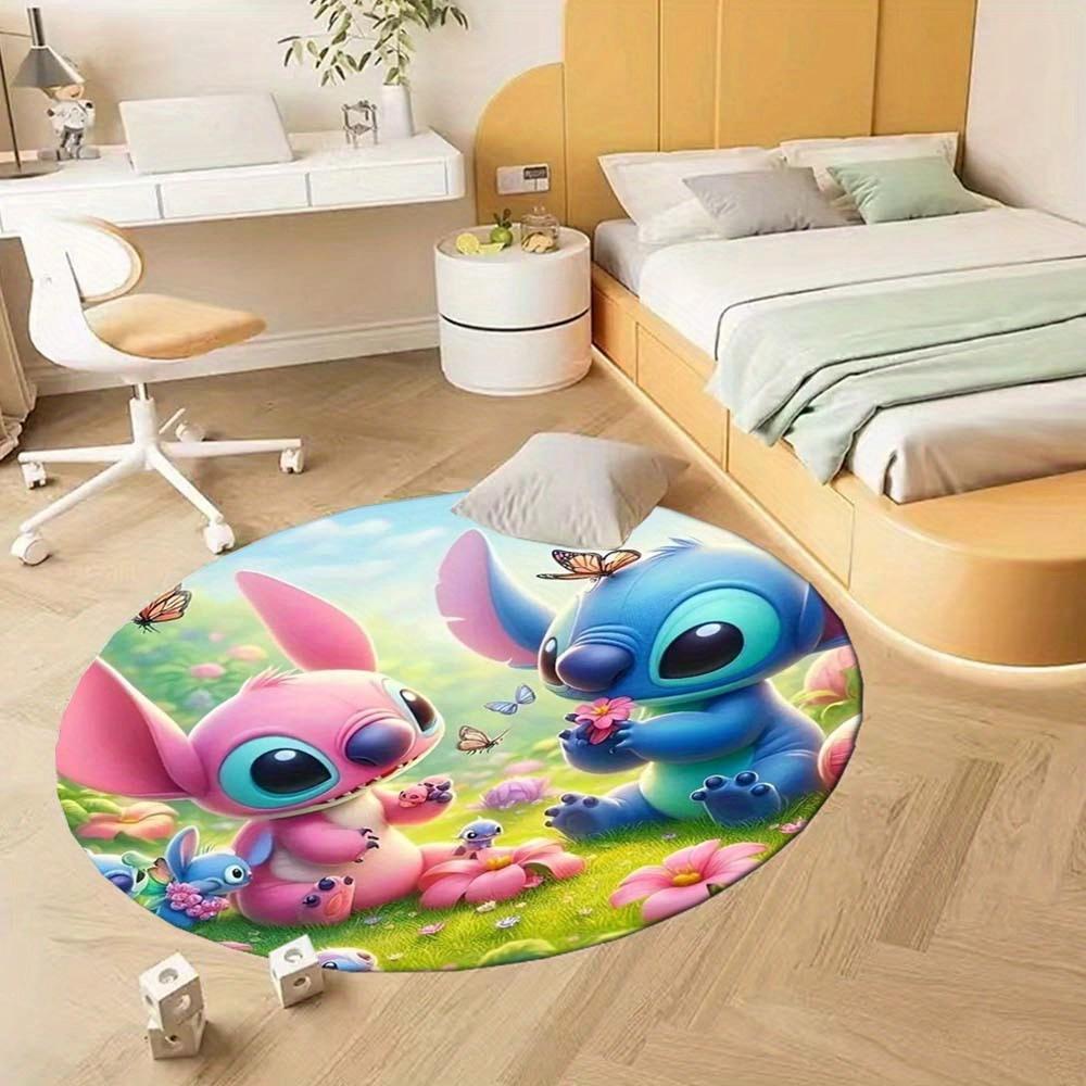 1pc Anna & Stitch Round Area Rug , Playroom Bedroom Living Room Indoor Decor Rug , Perfect for Leisure Areas , Bedside , Cloakroom , and Out