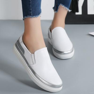 2024 Mocasini damă, pantofi din piele, mocasini casual la modă, albi, argintii, pantofi moi și confortabili, 359