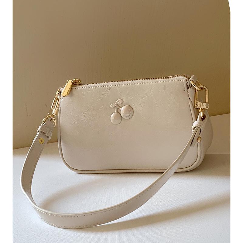 

Сумка Cherry Sweetheart Underarm Bag женская новая красная свадебная сумка модная высококачественная масляно-вощеная кожаная симпатичная одноплечевая сумка (20cm<Max Length<30cm)