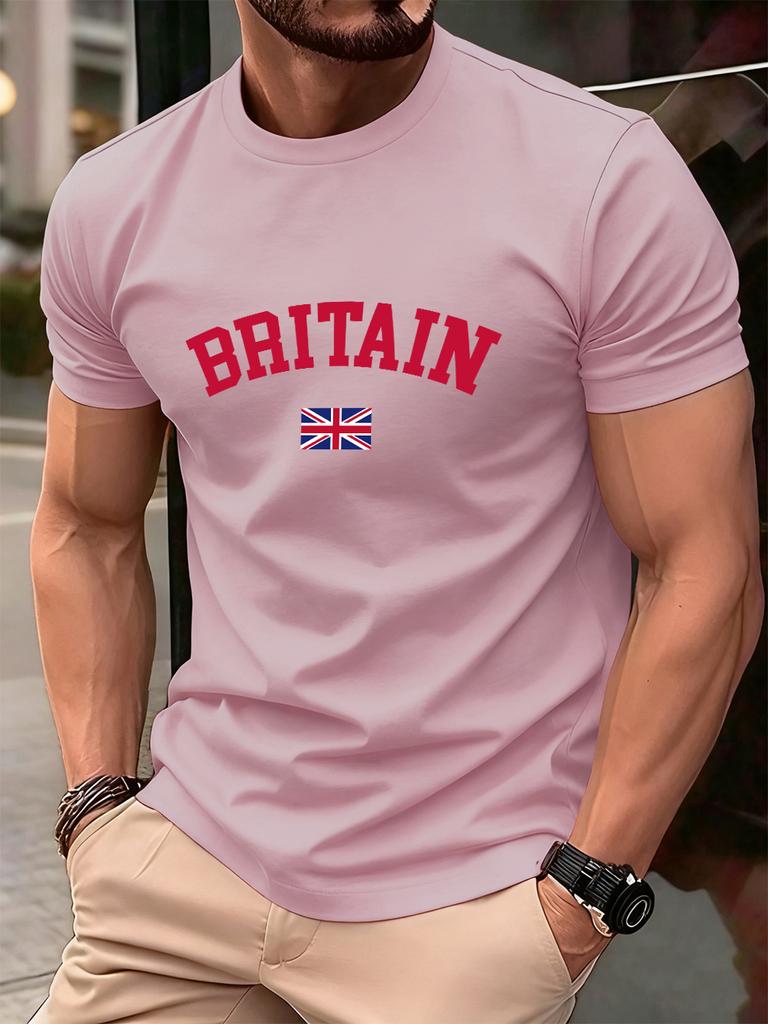 Britain Text With Flag Prints Cotton TShirts Men Summer Oversized ONeck T Shirt Comfortable Short Sleeve Tops Basic Clothes