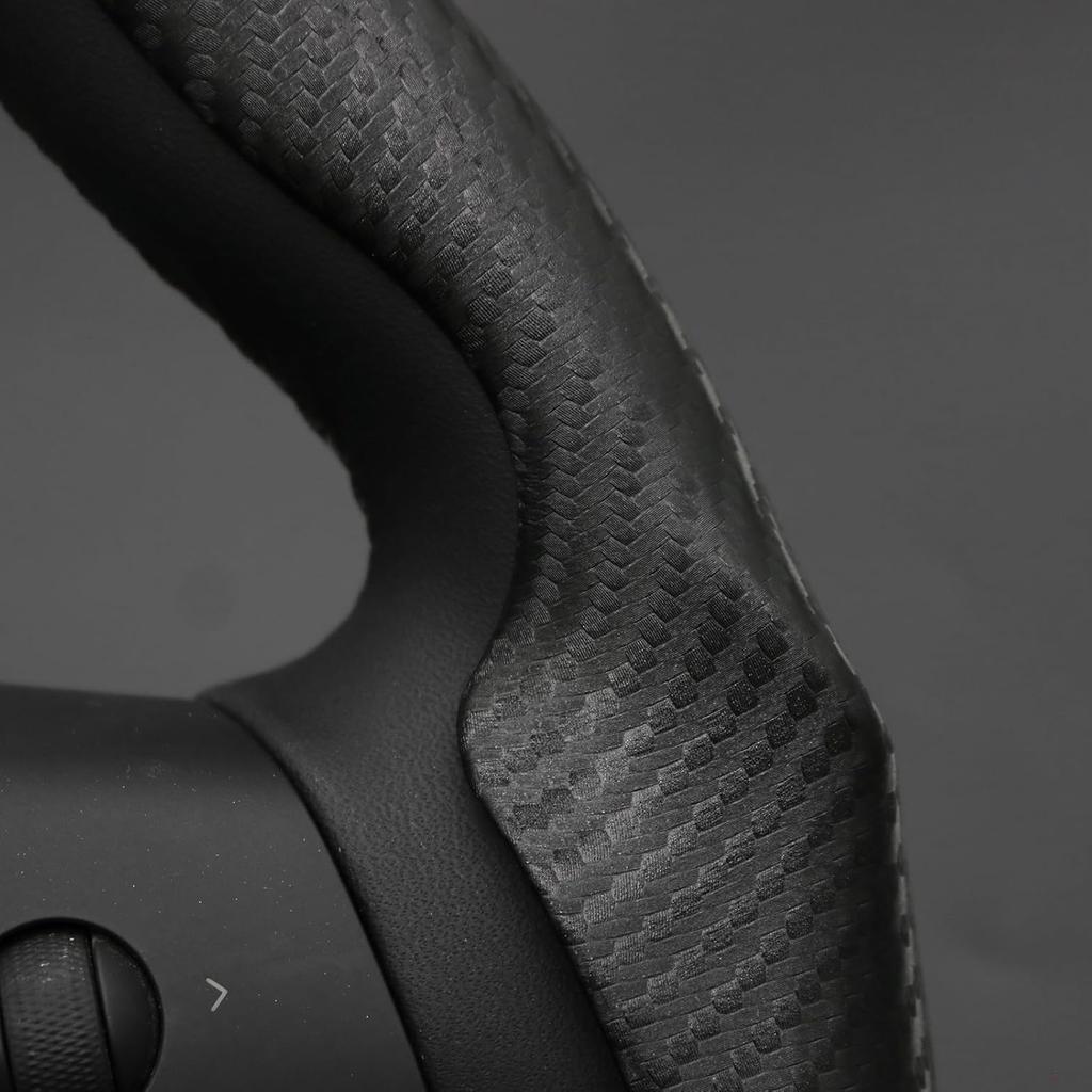 Mewant Custom-Fit Steering Wheel Cover for Tesla, Telsa Model 3 / Y Carbon Fiber Segmented Steering Wheel Cover for Men/Women, Anti-Slip,