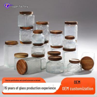 Retro geprägtes Glas Vorratsglas für Getreide, Lebensmittel und Tee - Versiegelter Küchenbehälter