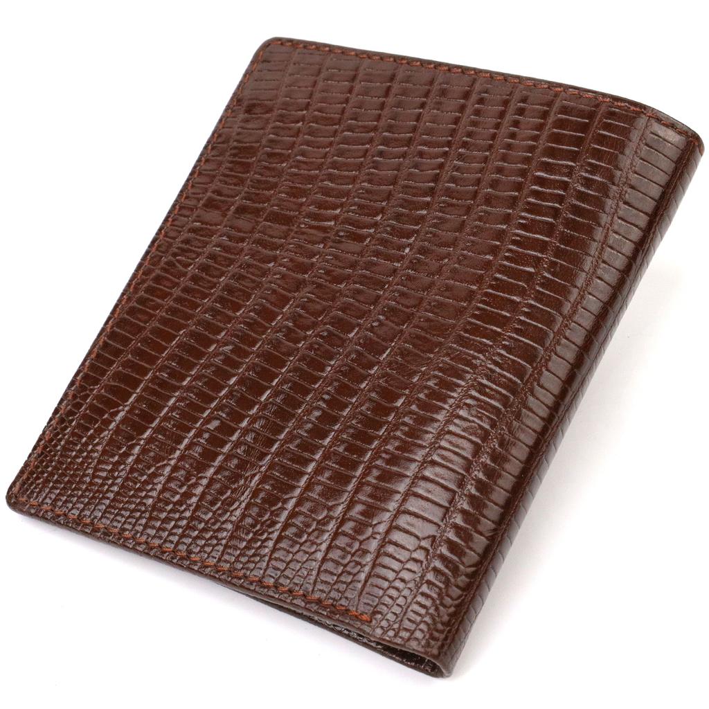 Textured Wallet for Men Made of Genuine Leather with Embossed CANPELLINI 21927 Brown