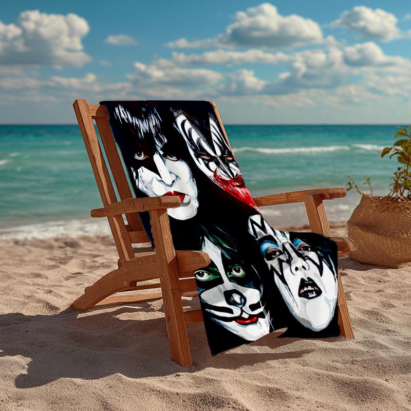 Kiss-Inspired Fashion Beach Towel: Ideal for Summer Adventures Soft, absorbent and quick drying suitable for swimming and bathing