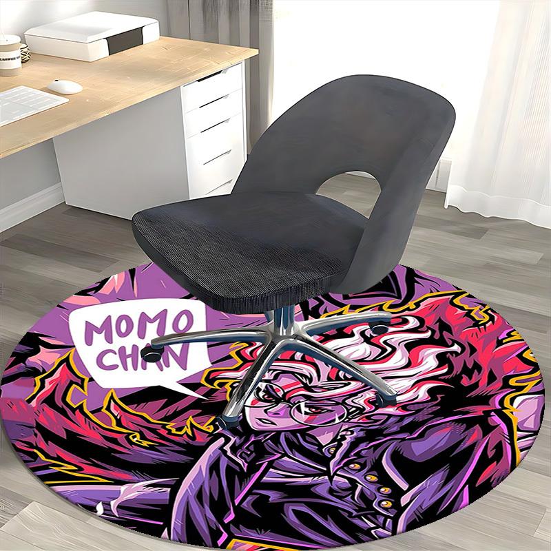 1pc Momochan Anime Cartoon Design Round Carpet - Office Chair Mat, Non-Slip Rug for Home Decor, Living Room, Bedroom, Game Room