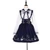 NEMISO Lolita Matrosenkleid Lolita Kostüm Langärmeliger Latzrock Band Matrosenkragen Schleife Set aus 2 Cosplay Fotografie Requisite Anime MATROSENKOSTÜM