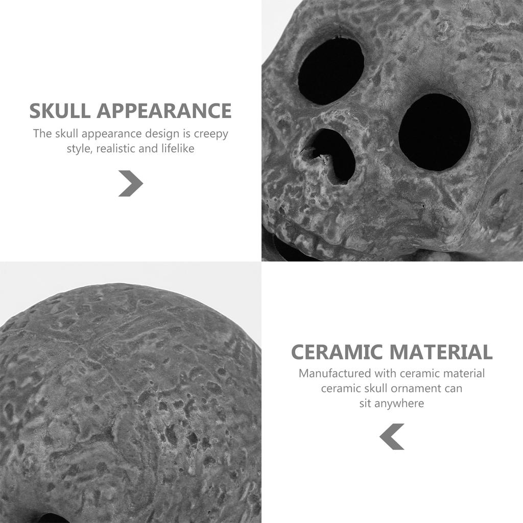 Fire Pit Skull Haunted House Decoration Desktop Halloween Ornament Terrible Skulls Brown Simulation Head Scared
