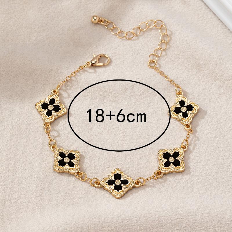 1pc Luxurious Four Leaf Clover Beaded Bracelet Women Vintage Artistic Chic And Unique High-End Bracelet Suitable
