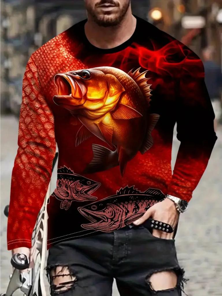 Warrior Cat Pattern Men's T-shirt Funny Animal 3D Print Long-sleeved Top All-season Base Layer Shirt Y2K Harajuku Streetwear