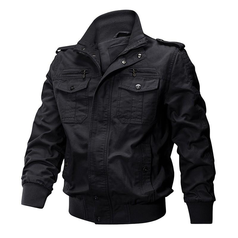 

Men s Casual Solid Color Jacket Zipper Pocket Stand Collar XXXXXXL чорний