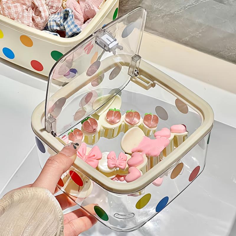 Prickig Dekorativ Håraccessoarer Organizerlåda med Genomskinligt Lock Flerfack Hållbar Plastförvaring för Hårband, Hårband, Smycken