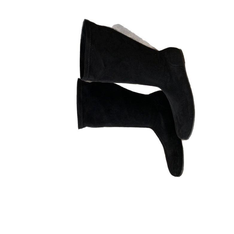 Suede Skinny Boots Fashion Boots Autumn and Winter 2025 New Round Head Long Cylinder Inner Height Increasing Stacking Boots European and American Cowb