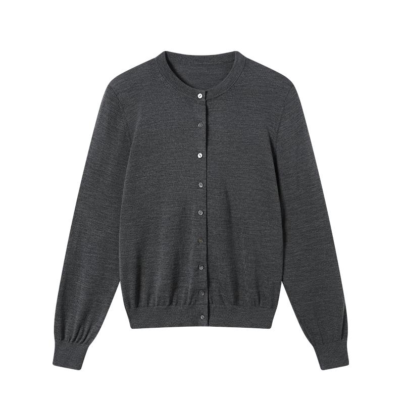 Jingdong Jizao Women's 100% Wool Knitted Cardigan Jacket