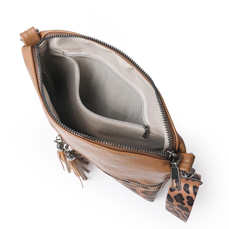 Leopard Print Shoulder Bag Women's Retro Multi-Layer Mobile Phone Bag