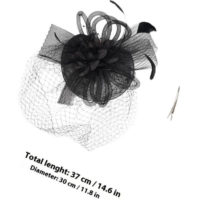 Mesh Flower Headband Cocktail Tea Party Hat Clip for Women Wedding Special Occasion Accessories Black