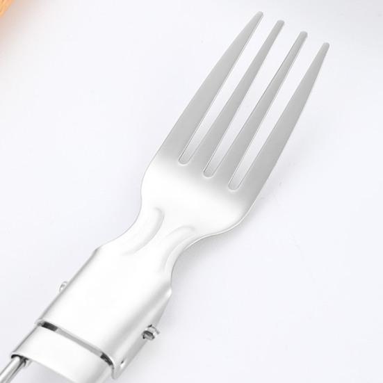 Stainless Steel Folding Spoon Fork Cutter Straw Brush Outdoor Camping Picnic Hiking Collapsible Cutlery Flatware Utensils
