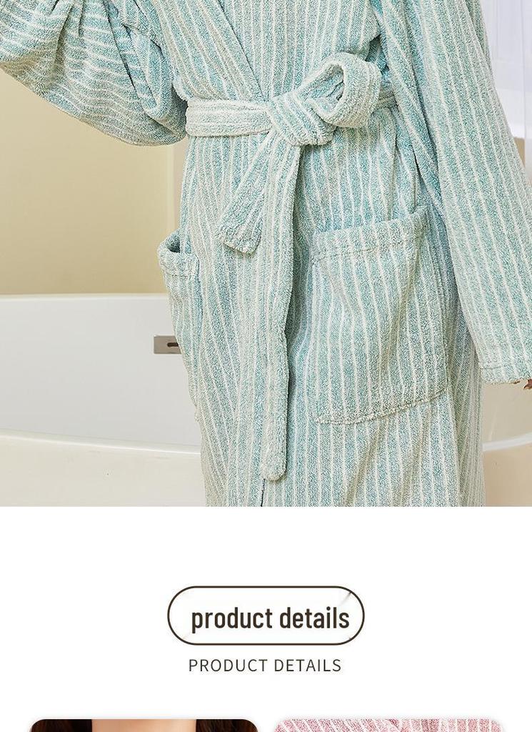 Coral Velvet Thickened Women's Bathrobe, Long Soft Nightgown, Couple's Robe, Comfortable Homewear