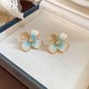 Seaside vacation wind gradual change oil painting wind petal stud earrings small fresh sweet earrings light luxury niche high sense earrings