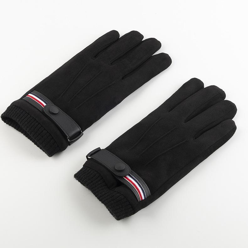 Thickened Velvet Gloves In Autumn and Winter Men's Suede Touch Screen Outdoor Takeaway Cycling Running
