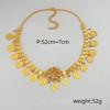 Indische Braut-Kopfkette Goldfarbene Legierung Strass Kristall Blume Münze Quaste Stirnband Kopfschmuck Damen Hochzeitsaccessoires