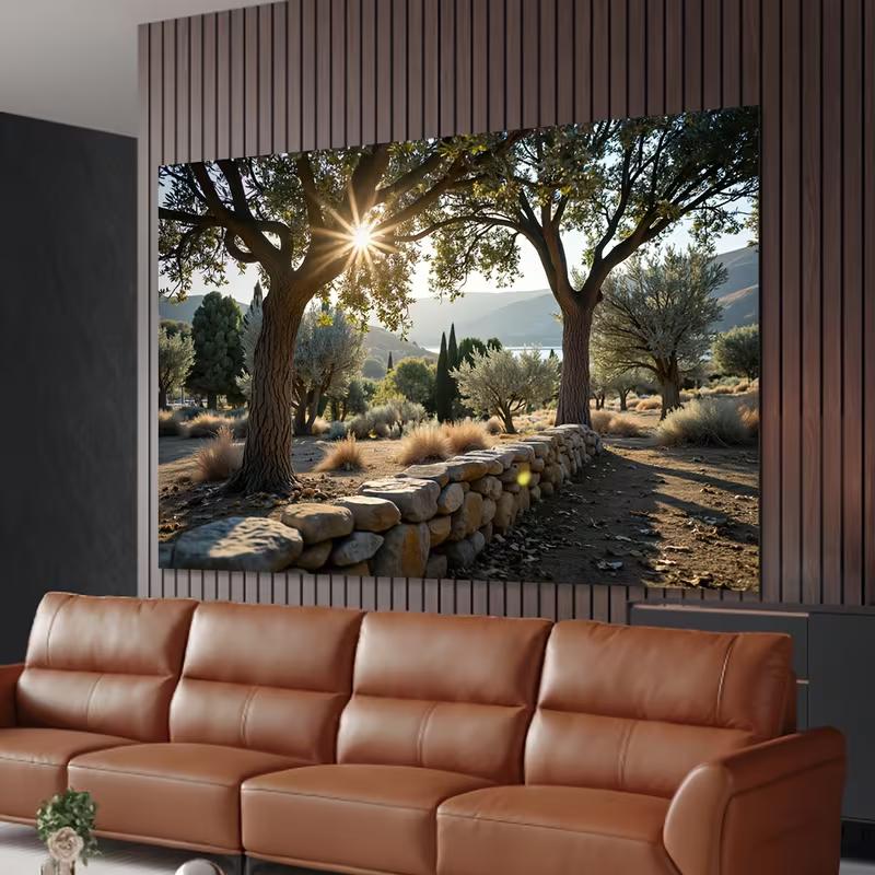 

2D Olive Tree Sunset Photography Backdrop Countryside Nature Scenery Background 47.2x31.5inch/120*80cm