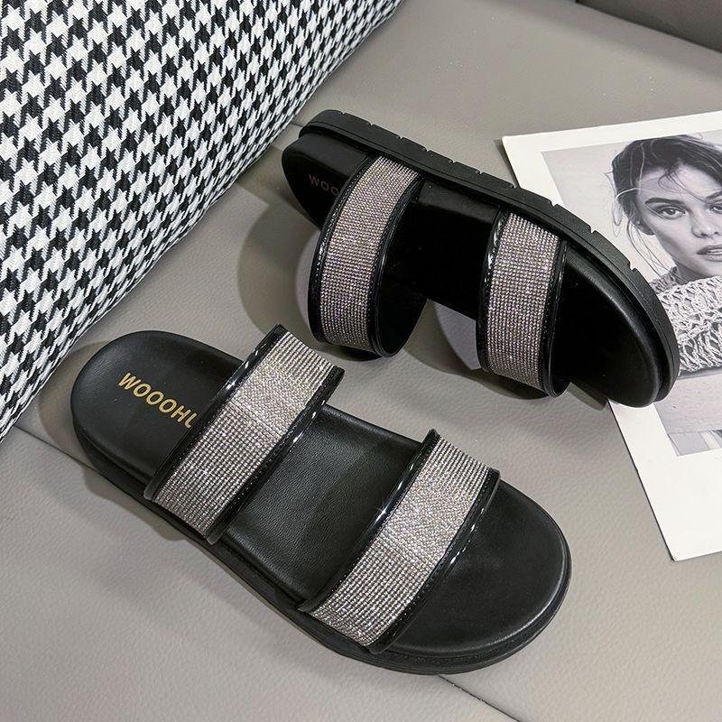 

Fashion Slides Flat on Beach Rhenstone Shoes Open Toe Women s Slippers and Ladies Sandals Slip-resistant Summer 2025 Promotion Sale Non 36