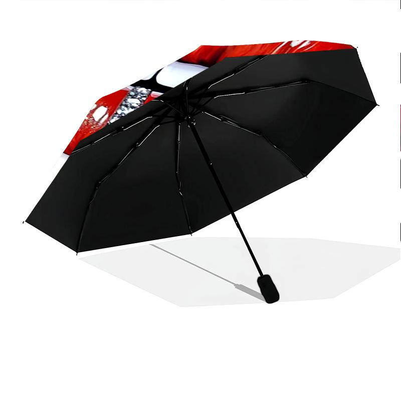 1 Stück Lippen-Thema Regenschirm Tragbarer Faltregenschirm Eisenrahmen Loch Rippenstruktur Outdoor Heimregenschirm A22