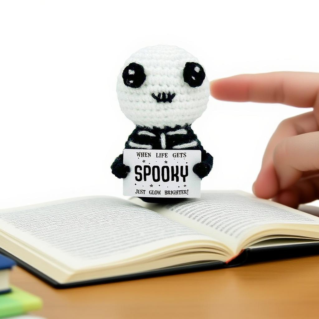 Handmade Halloween Wool Knitted Ornaments, Cute Positive Energy Funny Doll Ornaments