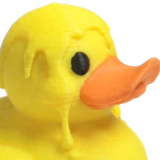 3D Printed Melting Yellow Duck Figurine Cute Funny Desktop Decor Bright Yellow Mini