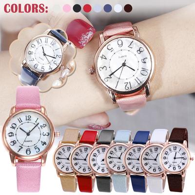Women's Watch Quartz Dial Digital Watch Frosted Leather Strap Ladies And Girls' Watch